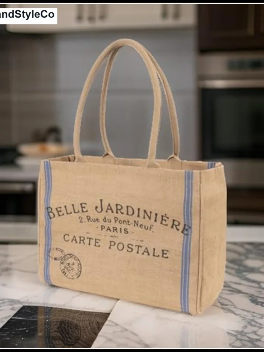 Jute Market Tote Bag with Handles Reusable Grocery Beach Bag